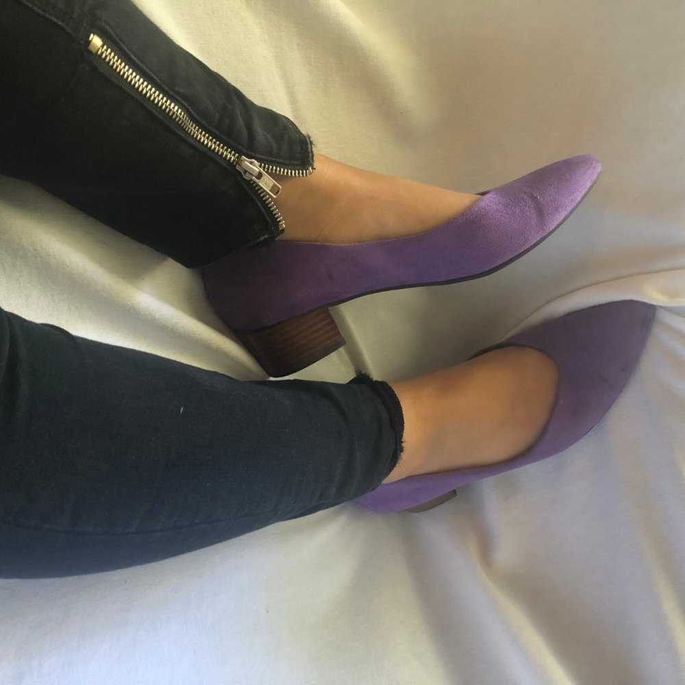 Purple suede heels